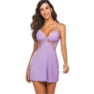 Avidlove Nightgown Slip Set - Light‎ Purple